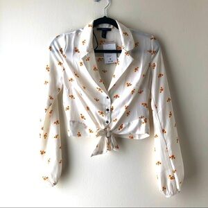 🛍 4/$25! Forever 21 Tie-Front Floral Button-Up